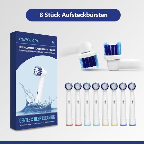 8 Stück Aufsteckbürsten Ersatz-Zahnbürstenköpfe Kompatibel mit Braun Oral B Elektrische Zahnbürsten Ersatzbürsten Professional Care 500 1000 2000 2500 3000 und Vitality Pro Smart Genius (Weiß)