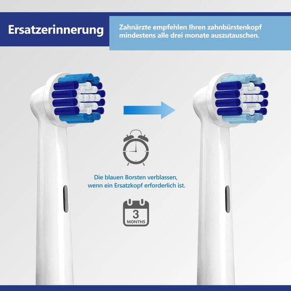 8 Stück Aufsteckbürsten Ersatz-Zahnbürstenköpfe Kompatibel mit Braun Oral B Elektrische Zahnbürsten Ersatzbürsten Professional Care 500 1000 2000 2500 3000 und Vitality Pro Smart Genius (Weiß)