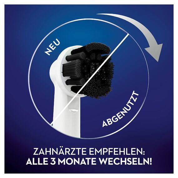 Oral-B Pure Clean Aufsteckbürsten für elektrische Zahnbürste, 3 Stück, mit Aktivkohle-Borsten, Zahnbürstenaufsatz für Oral-B Zahnbürsten