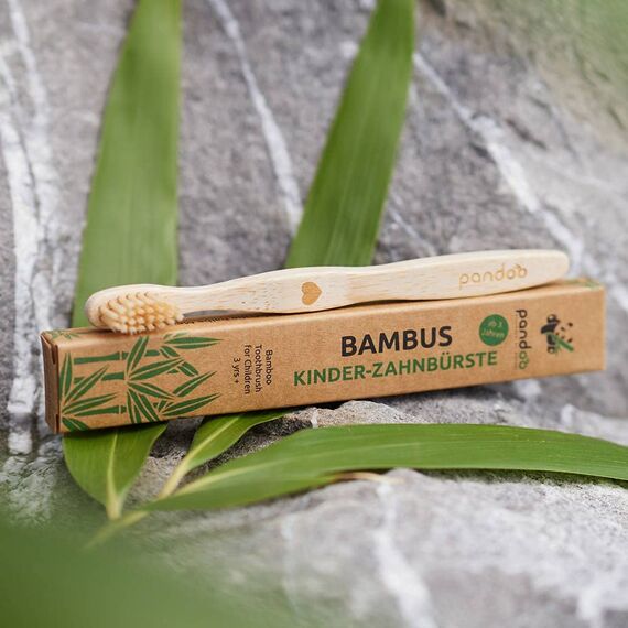 pandoo 4er Set Bambus Zahnbürste | vegan | BPA frei | Speziell für Kinder | Bio & Holzfrei | Bamboo Toothbrush