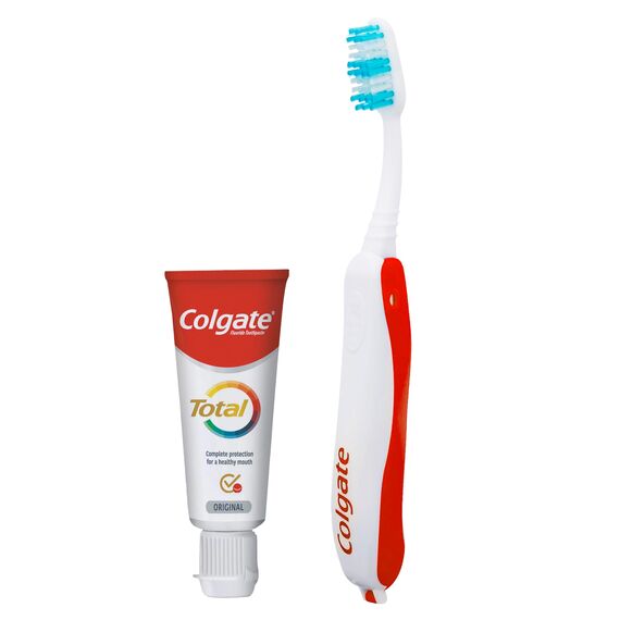 Colgate Total Reise-Set für die Zahnbürste, weich, mit Zahnpasta von Colgate, insgesamt 20 ml, kompakte Größe, enthält Fluor, schützt empfindliche Zähne