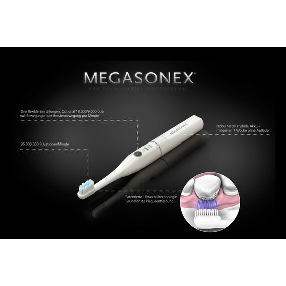 2 x MEGASONEX M8 Ersatz-Bürstenköpfe soft - Ersatzbürsten für die Megasonex M8 Ultraschallzahnbürste