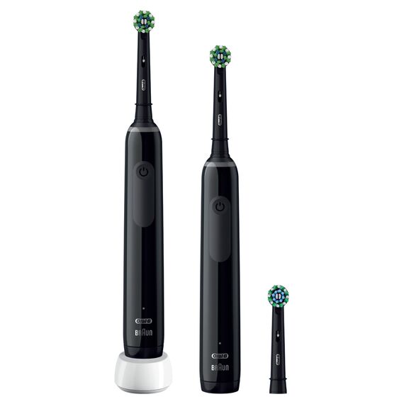 Oral-B Pro 3 3900 Elektrische Zahnbürste,Electric Toothbrush, Doppelpack, drei Putzmodi und visueller 360° Andruckkontrolle für Zahnpflege, Geschenk Mann,Frau, schwarz