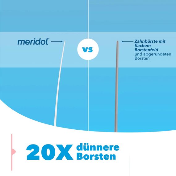 meridol Zahnbürste Zahnfleischschutz, mittel, 1 Stück - Handzahnbürste für eine schonende Reinigung von Zähnen am Zahnfleischsaum