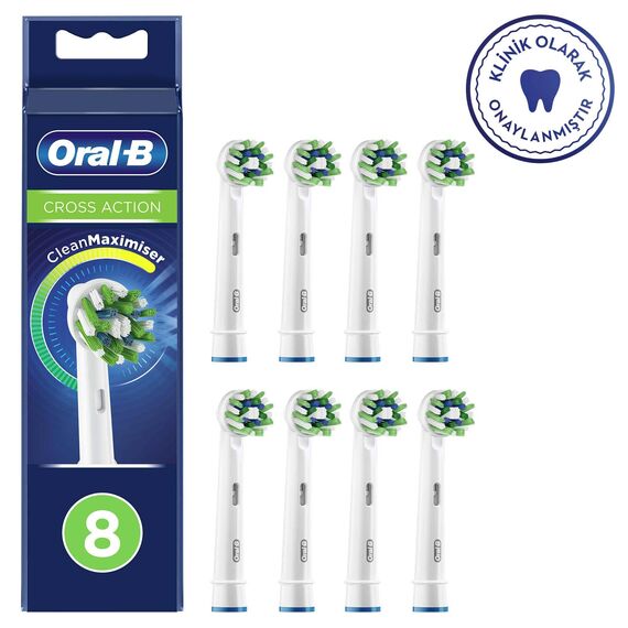 Oral-B Crossaction Set mit 8 Bürsten mit CleanMaximiser-Technologie, 8 Stück