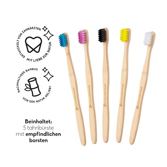 The Humble Co. Bambus-Zahnbürsten (5er-Pack) Ultra weiche borsten - Zahnbürsten für professionelle Mundpflege, Zahngesundheit und Zahnfleischpflege, BPA-frei