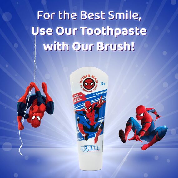 Spiderman Zahnbürste mit Schutzkappe, Saugnapf, bequemem Griff und weichen Borsten für Kinder