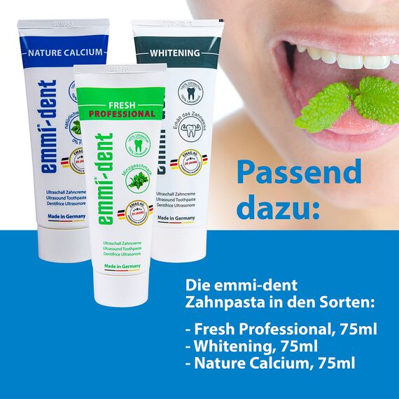 emmi-dent 4x Zahnbürstenaufsatz K4 (1xRot+1xBlau+1xGelb+1xMint) I Ersatzbürsten mit kleinem Bürstenkopf für Kinder & kleine Kiefer I Für emmi-dent Metallic-& Professional Ultraschallzahnbürsten