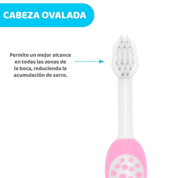 Chicco Kinder Zahnbürste mit geformtem und abgerundetem Kopf, Baby Zahnbürste mit superweichen Borsten, sanft zu Zahnfleisch und Zähnen, inkl. Schutzhülle, Geschenk für Neugeborene 6-36 Monate, Pink, 1 Stück (1er Pack)