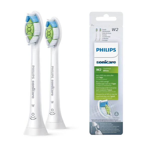 Philips Sonicare Original W2 Optimal Weiß Standard-Schallzahnbürstenköpfe - 2er-Pack in Weiß (Modell HX6062/10)