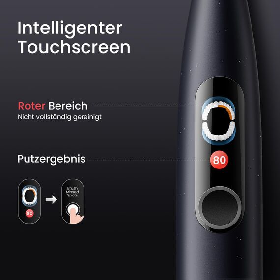 Oclean Schallzahnbürste X Series Pro Digital Travel Set mit Touch-Display, 6 Zahnbürstenköpfe mit Reiseetui, 3 Modi Elektrische Zahnbürste mit Timer & 30 Tage Akkulaufzeit, Sternlila
