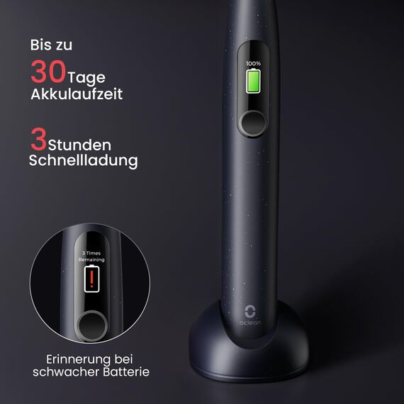 Oclean Schallzahnbürste X Series Pro Digital Travel Set mit Touch-Display, 6 Zahnbürstenköpfe mit Reiseetui, 3 Modi Elektrische Zahnbürste mit Timer & 30 Tage Akkulaufzeit, Sternlila