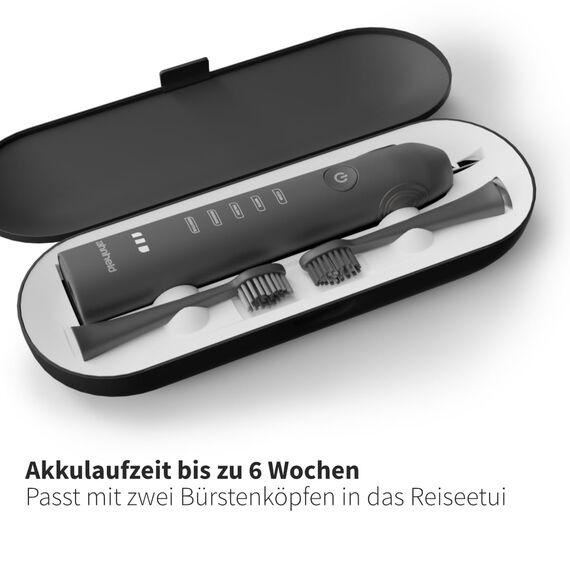 Zanheld® Doppelpack, 2x elektrische Schallzahnbürsten GERO G2 | Bewährte Qualität mit Bürstenkopf & Etui | schwarz