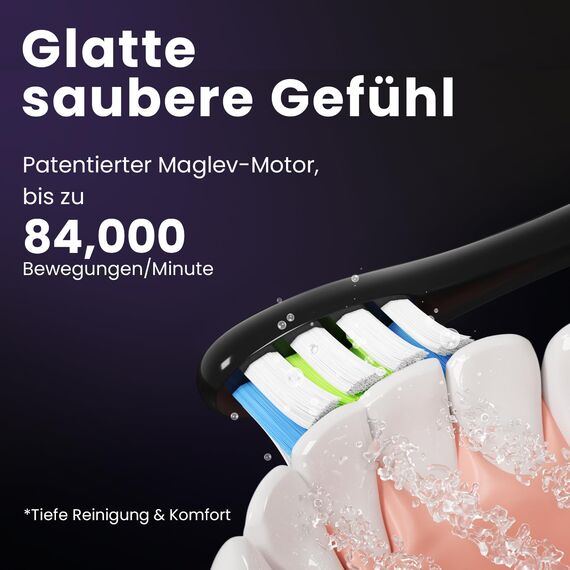 Oclean X Pro Elektrische Zahnbürste, Schallzahnbürste mit Farbdisplay, 3 Putzmodi & 32 Intensitäten, 30 Tage Akkulaufzeit, mit Timer, Drucksensor & APP, Dunkellila