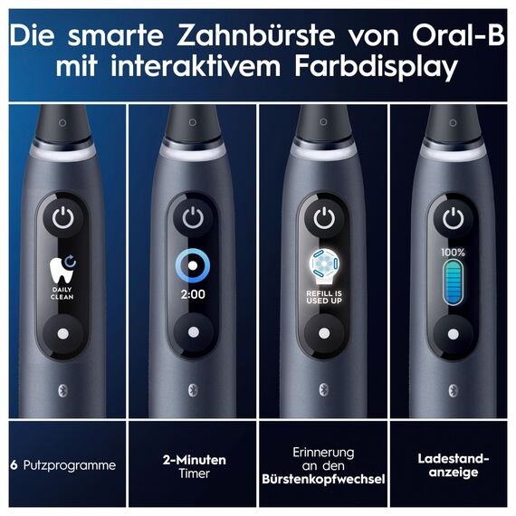 Oral-B iO Series 8 Elektrische Zahnbürste/Electric Toothbrush, 2 Aufsteckbürsten, 6 Putzmodi für Zahnpflege, Valentinstagsgeschenk für Ihn/Sie, Farbdisplay & Reiseetui, Designed by Braun, black onyx