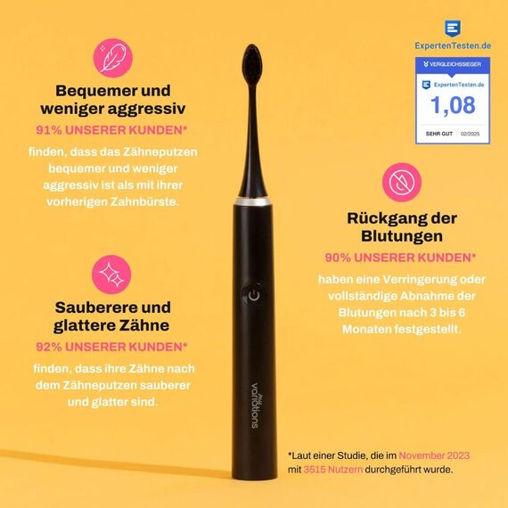 My Variations - Elektrische Schallzahnbürste - wiederaufladbar - 1 Monat Akku - 5 Putzmodi - integrierter Timer für 2 Minuten - 1 Griff und 1 Bürste (schwarz)