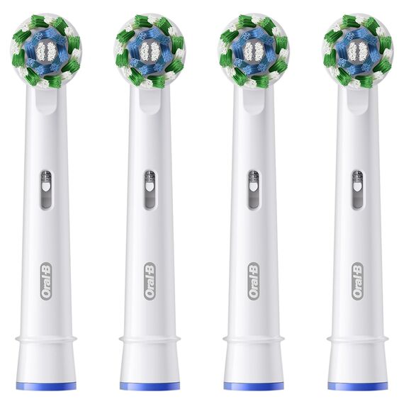 Oral-B Pro Cross Action Aufsteckbürste für elektrische Zahnbürste, X-Form und abgewinkelte Borsten für tiefere Plaque-Entfernung, 4 Stück Zahnbürstenköpfe, Weiß