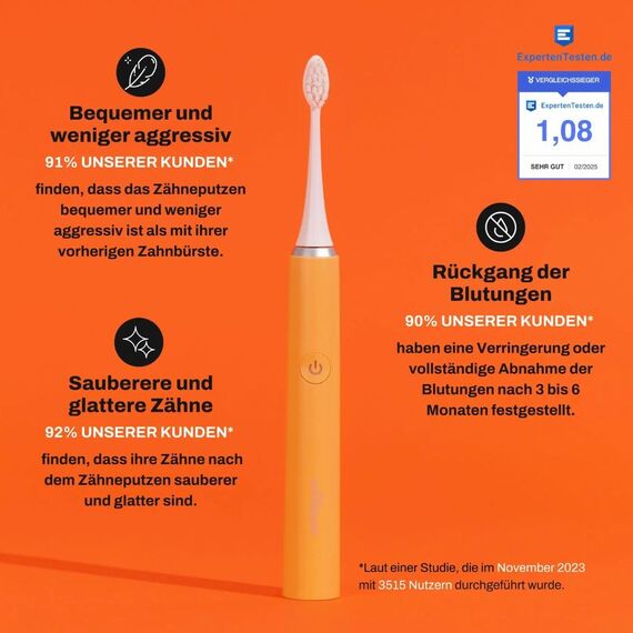 My Variations - Elektrische Schallzahnbürste – wiederaufladbar – 1 Monat Akku – 5 Putzmodi – integrierter 2-Minuten-Timer – 1 Griff und 1 Bürste (Orange)
