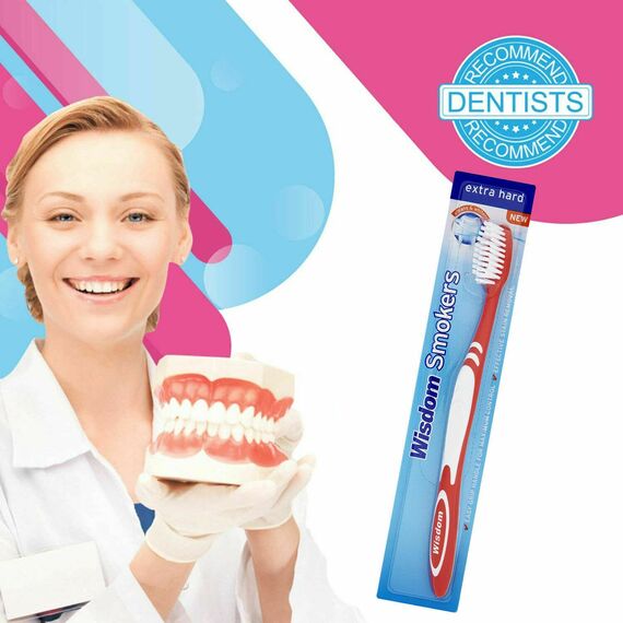 Wisdom Zahnbürste für Raucher, Extra Hart, 3 Stück, Schwarz