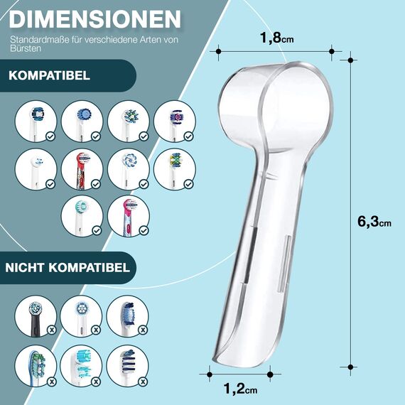 Ph Pro Heat Zahnbürsten Schutzkappe Kompatibel mit Oral B - Zahnbürstenschutz - Zahnbürsten Schutz Abdeckung - Hülle für Elektrische Zahnbürste -12 Stück Toothbrush Cover.