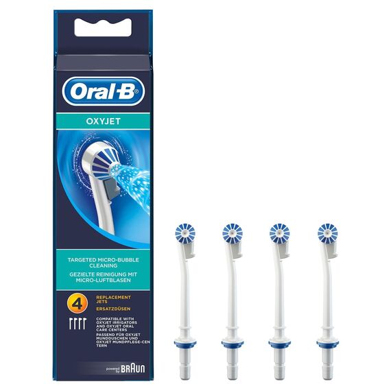 Oral-B OxyJet Aufsteckdüsen, Für eine gezielte Reinigung mit innovativer Mikro-Luftblasen-Technologie, 4 Stück, ED17-4, Mehrfarbig