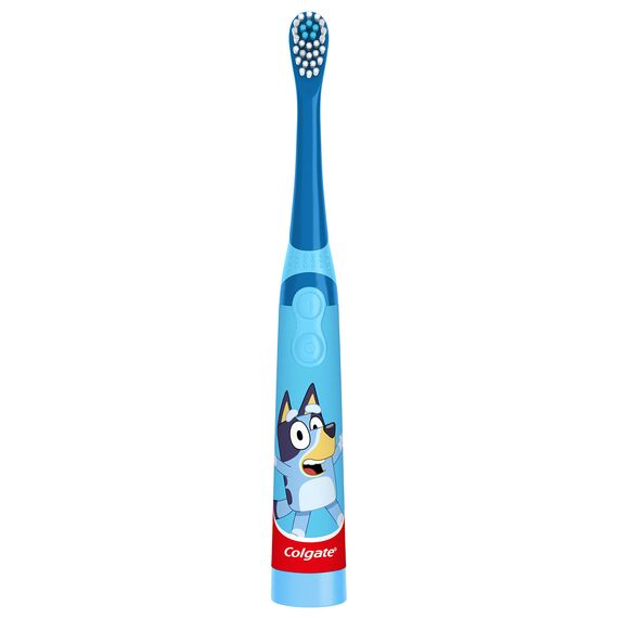 Colgate Kids Battery Powered Toothbrush, Kids Battery Toothbrush mit AA-Batterie, Extra Soft Bristles, Flat-Laying Handle, Blue, 1 Pack