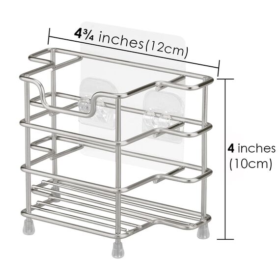 Linkidea Selbstklebender Zahnbürstenhalter aus Edelstahl, für die Wand-/Tischmontage, mit 3 Fächern, kompatibel mit Colgate Extra Clean und Oral-B CrossAction (gebürstetes Nickel)
