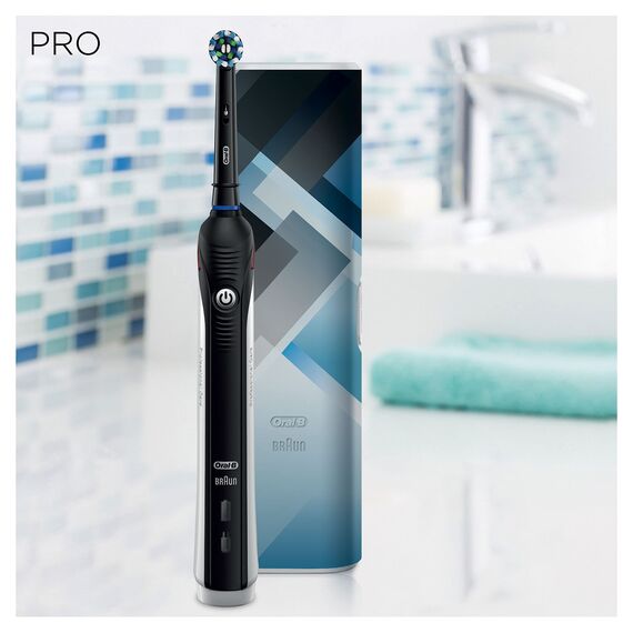 Oral-B PRO 2 2500 Elektrische Zahnbürste/Electric Toothbrush, mit 2 Putzmodi und visueller Andruckkontrolle für Zahnpflege, Design Edition mit Reiseetui, Geschenk für Sie/Ihn, schwarz