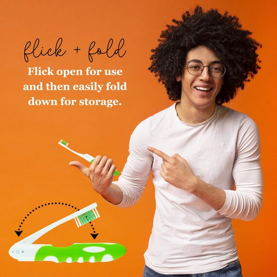 Faltbare Reisezahnbürste, Camping-Zahnbürste, mittlere Borsten, 6 Stück