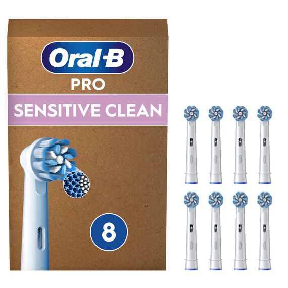 Oral-B Pro Sensitive Clean Ersatzköpfe, 8 Stück, geeignet für Briefkästen