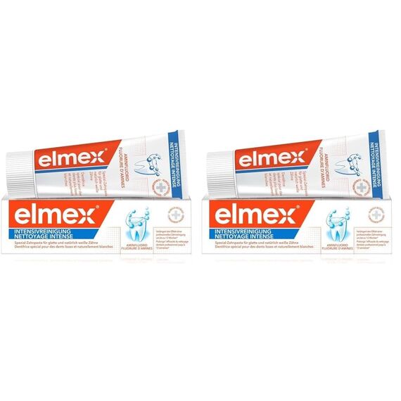 elmex Zahnpasta Intensivreinigung 50 ml – speziell für glatte und natürlich weiße Zähne – verlängert den Effekt einer professionellen Zahnreinigung (Packung mit 2)