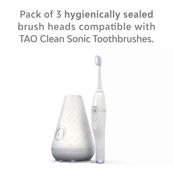 TAO Clean Sonic Ersatzköpfe für elektrische Zahnbürste (3er-Pack) - Super Nova White - Ersatzköpfe für die Tao Clean elektrische Zahnbürste und Dockingstation