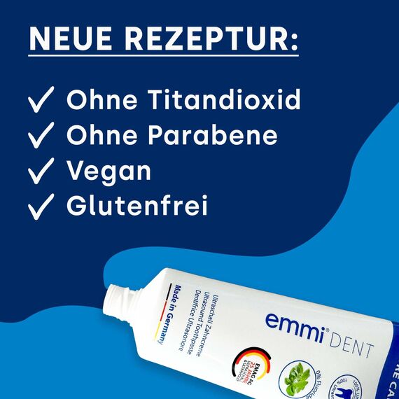 emmi-dent Ultraschall Zahncreme „Nature Calcium“ I Mit extra Calcium I Ideal für empfindliche Zähne und Zahnfleisch I Frei von Fluorid, Mikroplastik & Nanomaterialien I Vegan & glutenfrei I 3x 75 ml