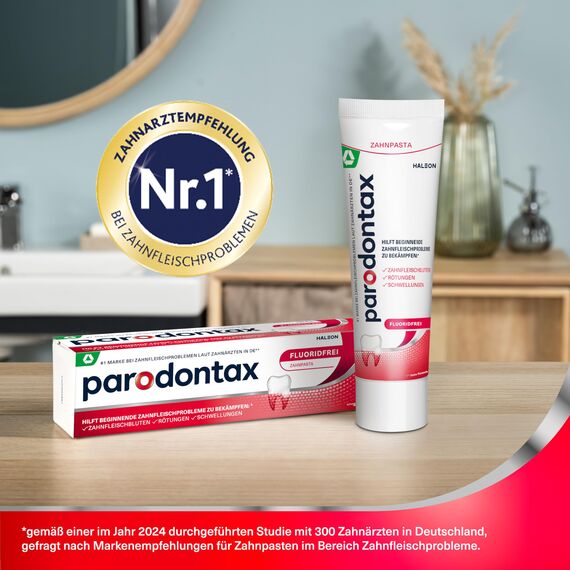 Parodontax Classic Fluoridfrei Zahnpasta, 1x75ml, hilft Zahnfleischbluten zu reduzieren und vorzubeugen