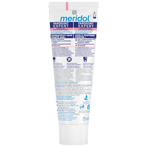 meridol Zahnpasta Parodont Expert 75 ml - Zahncreme wirkt antibakteriell und unterstützt so den natürlichen Heilungsprozess des Zahnfleisch (Packung mit 2)