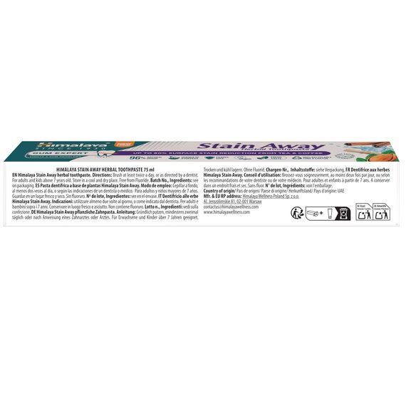 Himalaya Herbals Enamel Friendly Stain-Away Toothpaste | Protects Enamel, Removes Tea,coffee stains and plague | Fights Germs, Multi-Action Toothpaste - 75ml (Pack of 3)