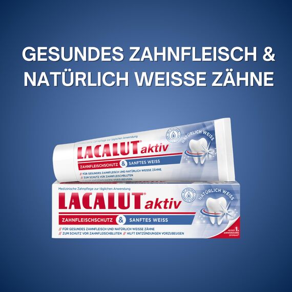 LACALUT aktiv Zahnfleischschutz & Sanftes Weiß Zahncreme 4er-Pack (4x75ml) - Medizinische Zahnpasta für gesundes Zahnfleisch und natürlich weiße Zähne