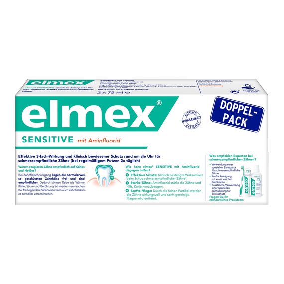 elmex SENSITIVE Zahnpasta Doppelpack, 2 x 75 ml