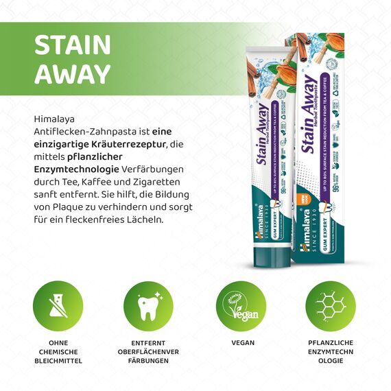 Himalaya Herbals Enamel Friendly Stain-Away Toothpaste | Protects Enamel, Removes Tea,coffee stains and plague | Fights Germs, Multi-Action Toothpaste - 75ml (Pack of 3)