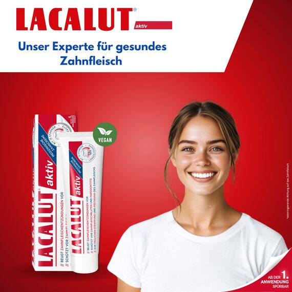 Lacalut aktiv Zahncreme 4-er Pack (4x100ml) - Für starken Zahnfleischschutz und gesunde Zähne, vegan