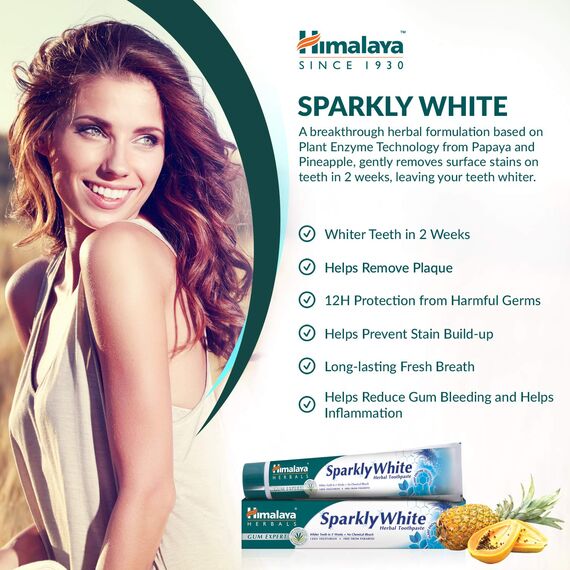Himalaya Sparkly white herbal Zahnpasta 75 ml (1 Pack) (Packung mit 5)