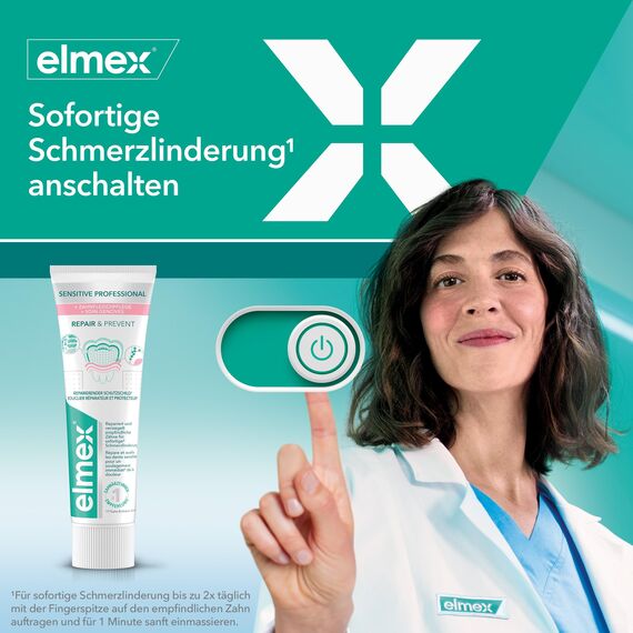 elmex Zahnpasta Sensitive Professional Repair & Prevent 75 ml – medizinische Zahnreinigung für sofortigen*, anhaltenden Schutz – beugt Zahnfleischrückgang & neuen Schmerzen vor