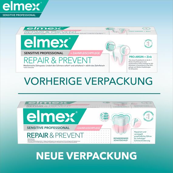 elmex Zahnpasta Sensitive Professional Repair & Prevent 75 ml – medizinische Zahnreinigung für sofortigen*, anhaltenden Schutz – beugt Zahnfleischrückgang & neuen Schmerzen vor