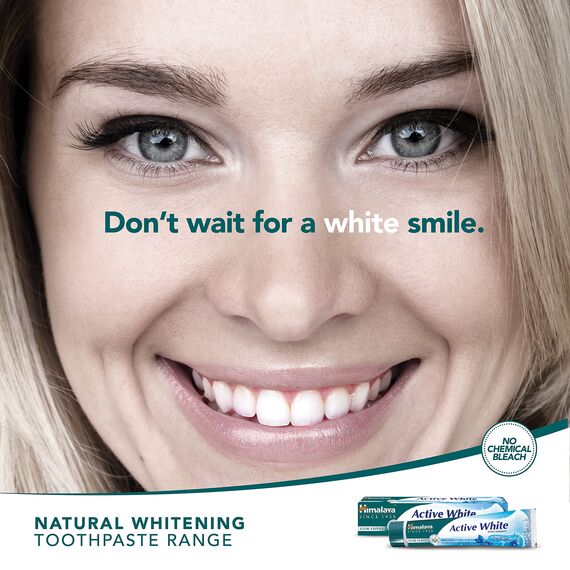 Himalaya Active white Gel | Herbal toothpaste with fruit enzymes |Teeth whitening, 100% vegetarian -75 ml (Packung mit 5)