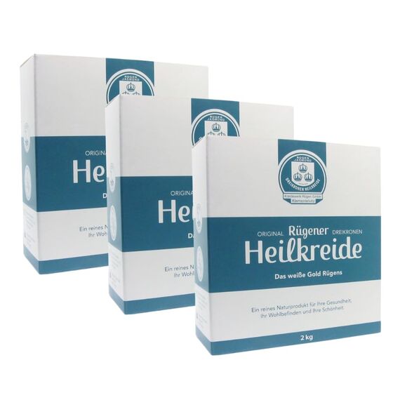 Merasan Original Rügener Dreikronen Heilkreide Pulver 3x2 kg – Basische Schlämmkreide Kreidepulver für die Pflege – Vegan