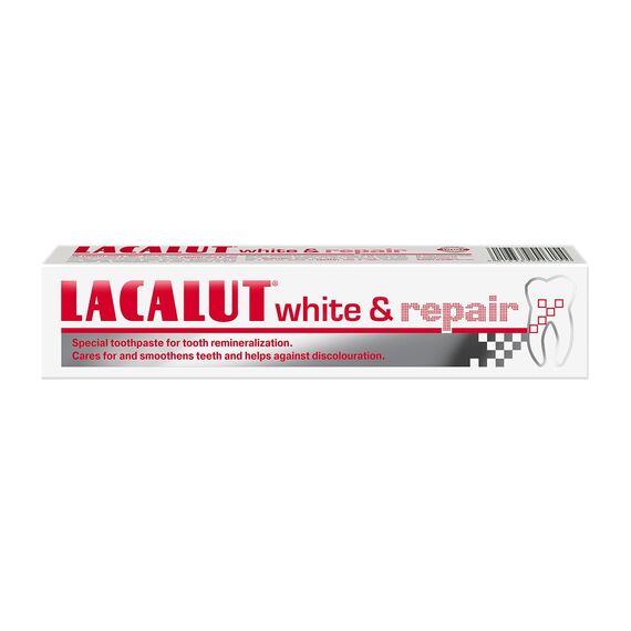 LACALUT WHITE & REPAIR ZAHNCREME, 75ml Zahnpasta zum Aufhellen der Zähne, Straffung und Festigung des Zahnfleischs, Zahncreme für weiße Zähne, 1 x 75ml