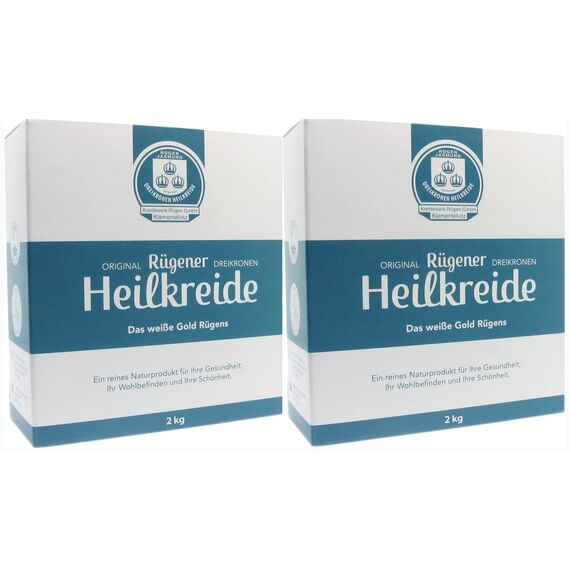 Merasan Original Rügener Dreikronen Heilkreide Pulver 2x2 kg – Basische Schlämmkreide Kreidepulver für die Pflege – Vegan