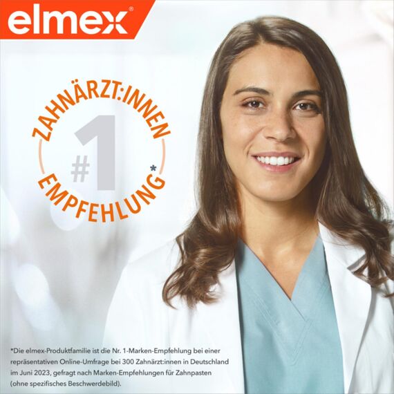 elmex Zahnpasta Kariesschutz 4x75ml – medizinische Zahnreinigung für hochwirksamen Kariesschutz – bietet zweifach aktives Kalzium-Fluorid Schutzschild für widerstandsfähige Zähne