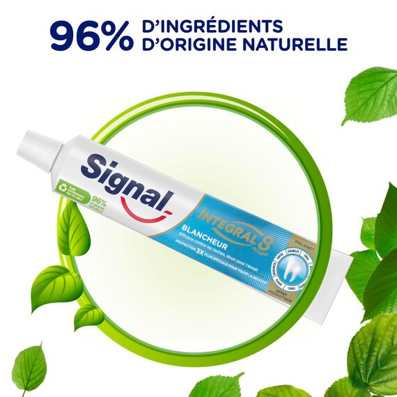 SIGNAL - Zahnpasta Whitening Integral 8 Weiß präbiotischer Effekt – 3 x effektiver Schutz – 96% Inhaltsstoffe natürlichen Ursprungs (4 x 75 ml)