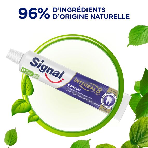 SIGNAL - Zahnpasta Integral 8 Komplette präbiotische Wirkung – 3 x effektiver Rundumschutz – 96% Inhaltsstoffe natürlichen Ursprungs (4 x 75 ml)